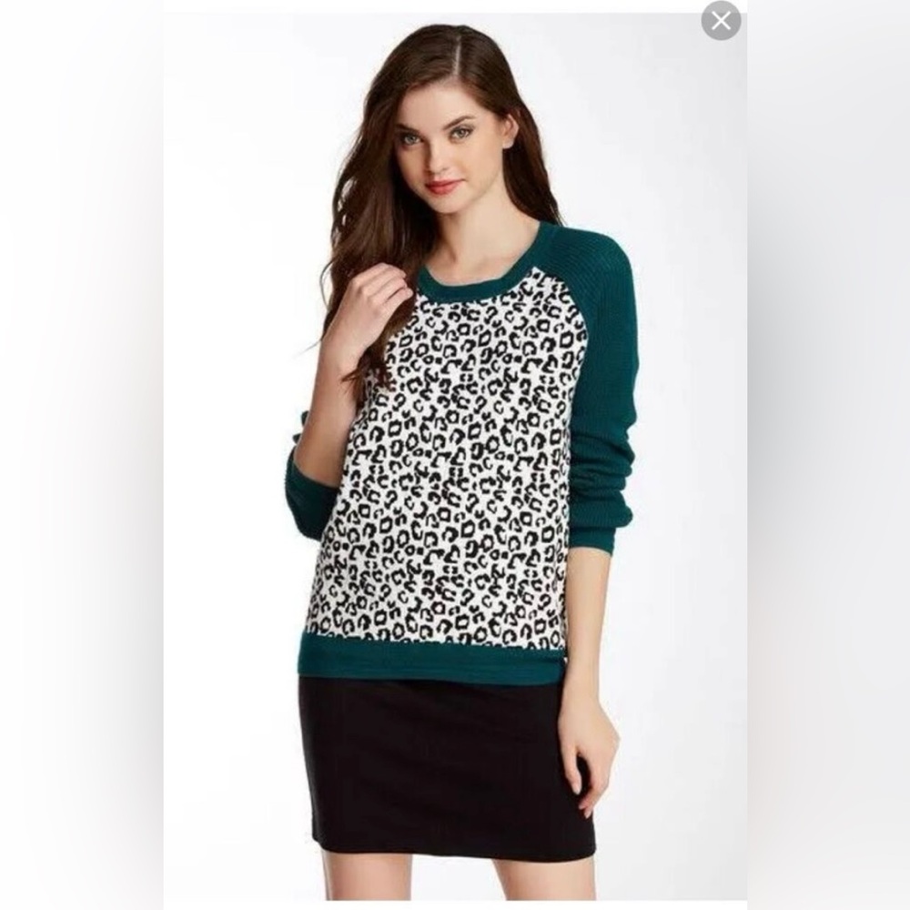 Cut25 by Yigal Azrouel Women's M Leopard Colorblock Pullover Sweater